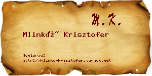 Mlinkó Krisztofer névjegykártya